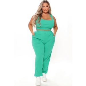 Through the late night jogger set -green